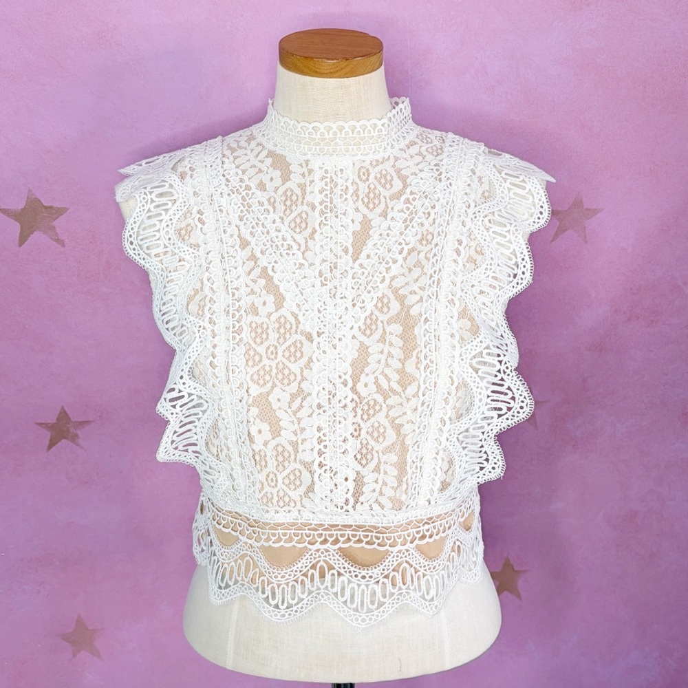 Love Encounter Los Angeles Crochet Top Womens Small White Boho Feminine Chic New